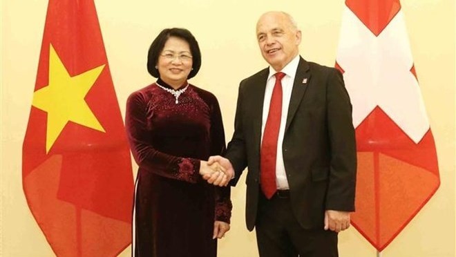 Vice President Dang Thi Ngoc Thinh meets with Swiss President Ueli Maurer. (Photo: VNA)