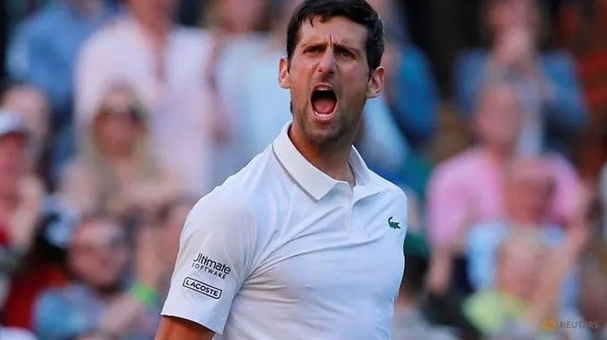 Tennis - Wimbledon - All England Lawn Tennis and Croquet Club, London, Britain - July 3, 2019 Serbia's Novak Djokovic celebrates winning his second round match against Denis Kudla of the US. (Reuters)
