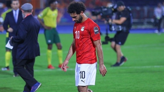 Egypt's star man Mo Salah is crestfallen after defeat by South Africa. (Photo: CAF)