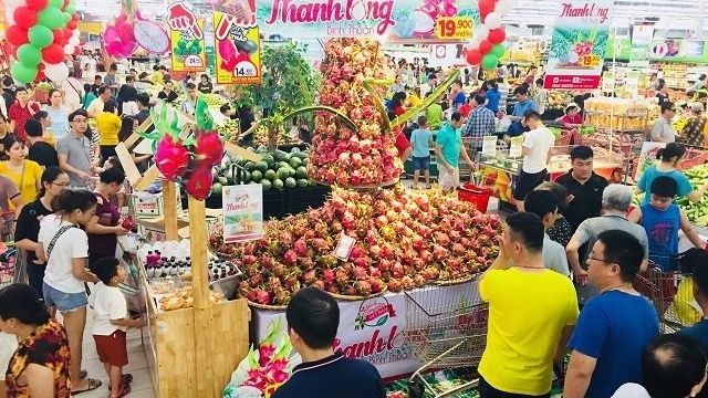 Binh Thuan dragon fruits on sale at a Big C super market