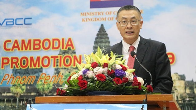 Vietnamese Ambassador to Cambodia Vu Quang Minh speaking at the forum (Photo: NDO)