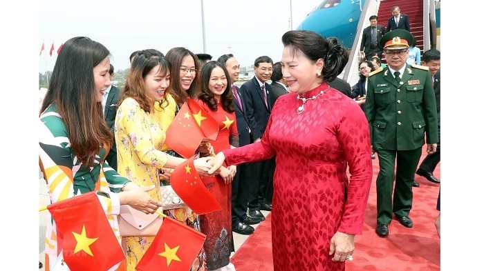 NA Chairwoman Nguyen Thi Kim Ngan welcomed at the Beijing International Airport at noon on July 10. (Photo: VNA)