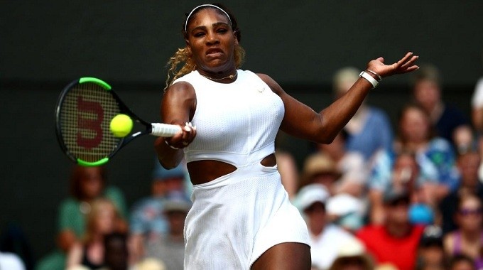 Tennis - Wimbledon - All England Lawn Tennis and Croquet Club, London, Britain - July 11, 2019 Serena Williams of the U.S. in action during her semi final match against Czech Republic's Barbora Strycova. (Reuters)