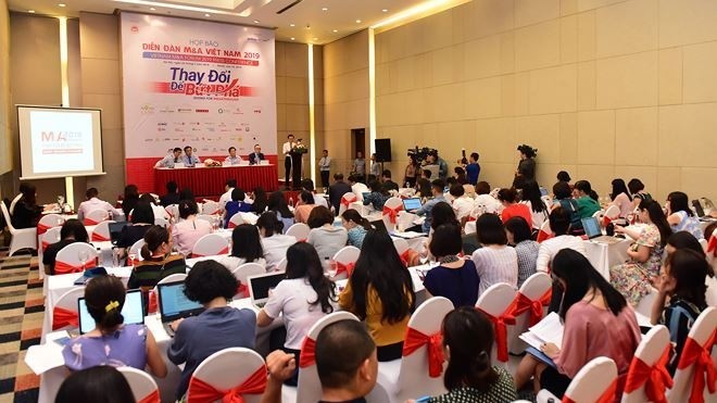 The press conference on the Vietnam M&A Forum 2019 (Photo: Tin nhanh chung khoan)