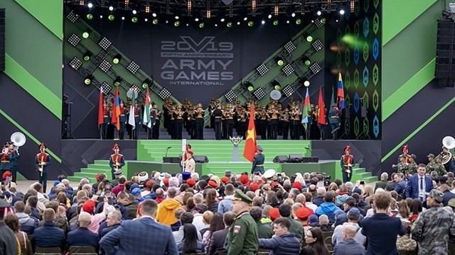 The Vietnamese delegation at the opening ceremony for the Army Games 2019.