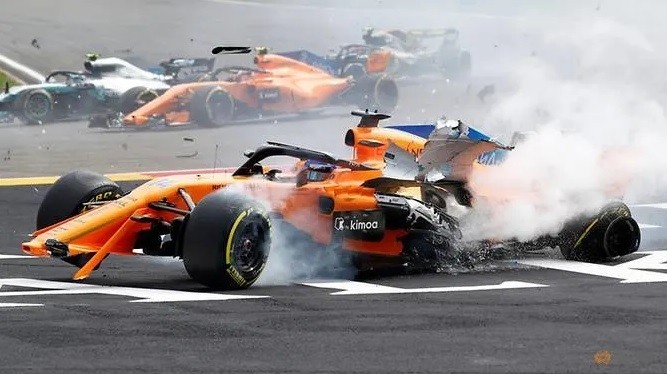 FILE PHOTO: Formula One F1 - Belgian Grand Prix - Spa-Francorchamps, Stavelot, Belgium - August 26, 2018 McLaren's Fernando Alonso after crashing at the first corner. (Reuters)