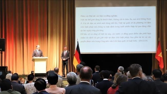 The Vietnamese Embassy in Germany hosts a reception on August 28 to celebrate the 74th National Day. (Photo: VNA)