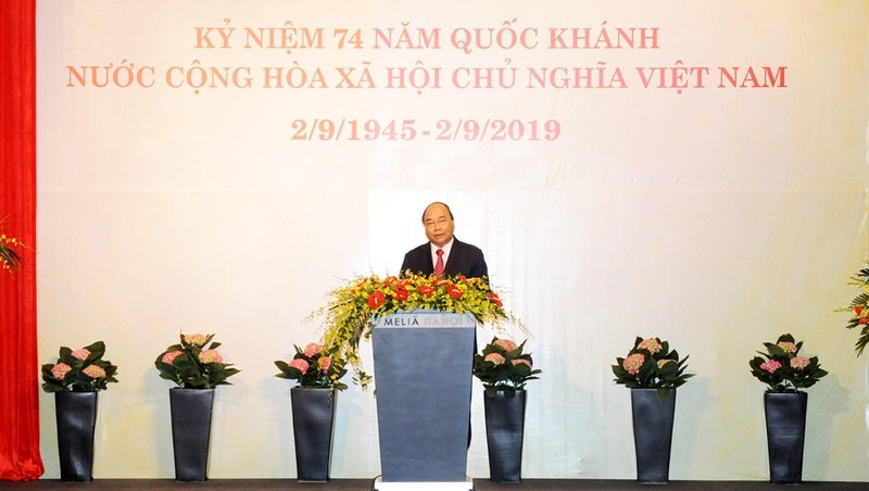 PM Nguyen Xuan Phuc speaking at the reception. (Photo: Tran Hai/NDO)