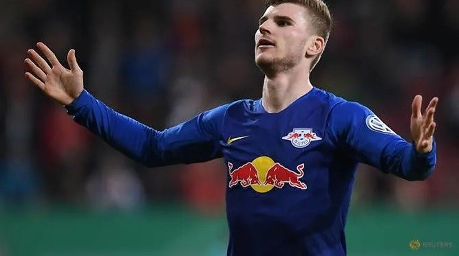 FILE PHOTO: Soccer Football - DFB Cup - Quarter Final - FC Augsburg v RB Leipzig - WWK Arena, Augsburg, Germany - April 2, 2019 RB Leipzig's Timo Werner celebrates scoring their first goal. (Reuters)
