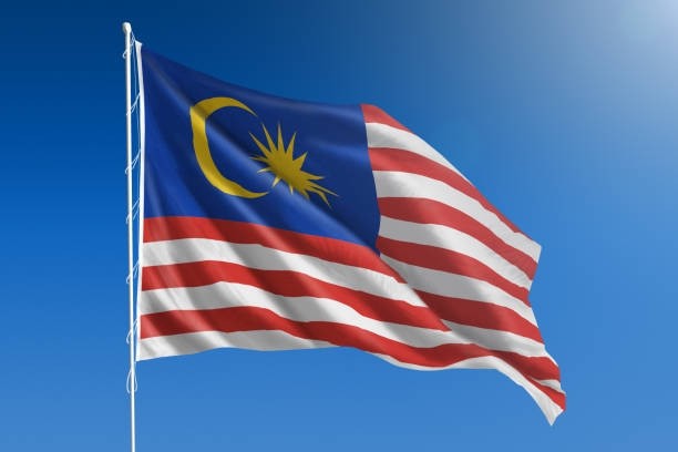 The national flag of Malaysia.