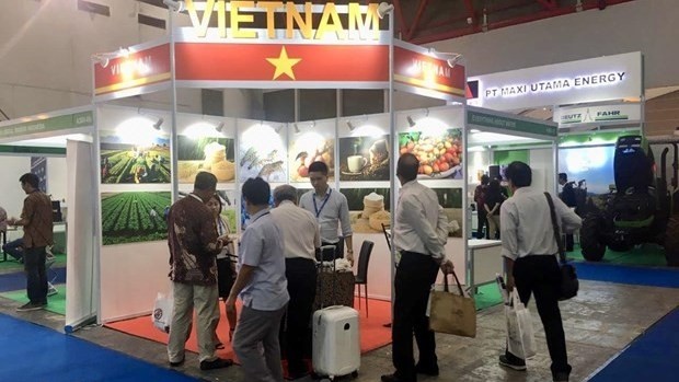 The Vietnamese pavilion at the INAGRITECH 2019 in Indonesia. (Photo: VN+)