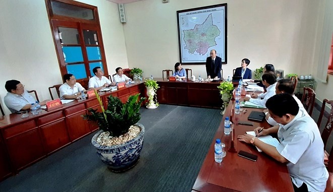 The working session between Binh Phuoc officials and representatives of JETRO's HCM City Office on September 4 (Photo: VNA)