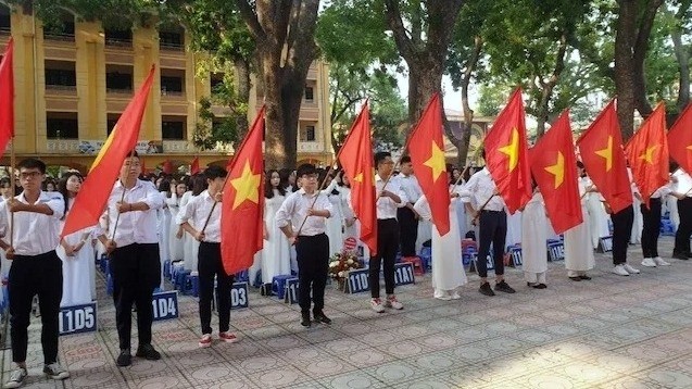 Hanoi students during the opening ceremony of their 2019-2020 academic year on September 5 morning. (Photo: NDO/Minh Duc)