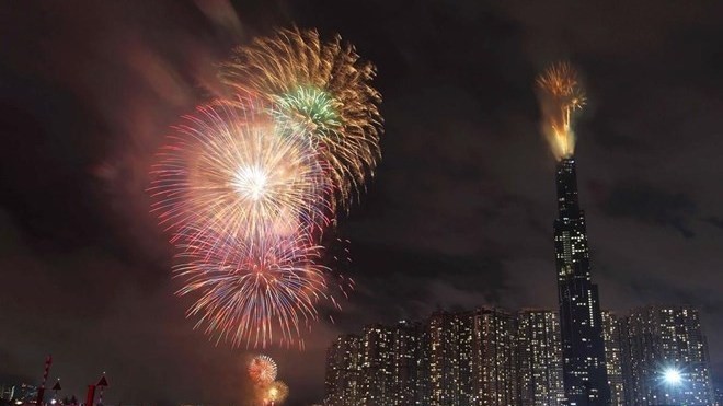 Fireworks in Ho Chi Minh City to celebrate National Day. (Photo: VNA) 