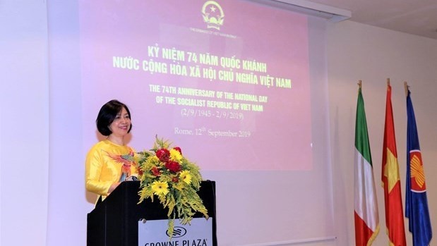 Vietnamese Ambassador to Italy Nguyen Thi Bich Hue speaks at the celebration in Rome on September 12 (Photo: VNA)