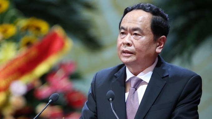 President of the ninth-tenure VFF Central Committee Tran Thanh Man speaks at the closing ceremony. (Photo: VNA)