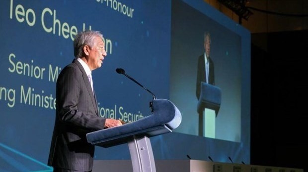 Senior Minister and Coordinating Minister for National Security of Singapore, Teo Chee Hean speaks at the opening ceremony. (Photo: Straitstimes)