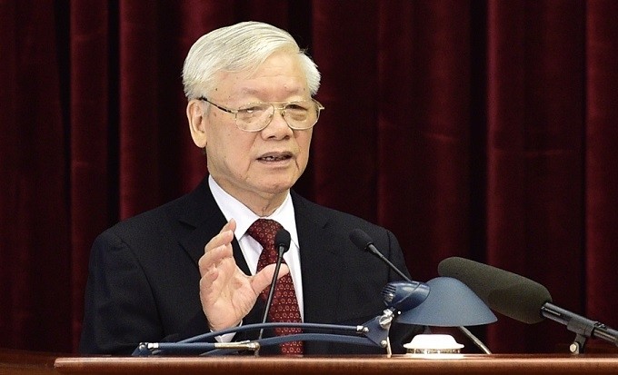 Party General Secretary and President Nguyen Phu Trong delivers his opening remarks at the 11th plenum of the 12th Party Central Committee on October 7. (Photo: VGP)