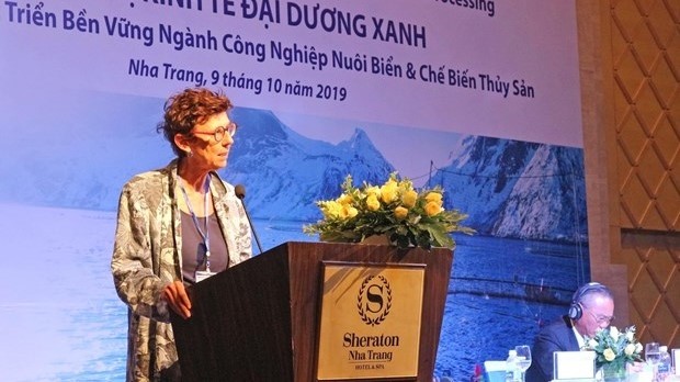 Norwegian Ambassador to Vietnam Grete Lochen speaks at the seminar in Nha Trang city on October 9 (Photo: VNA)