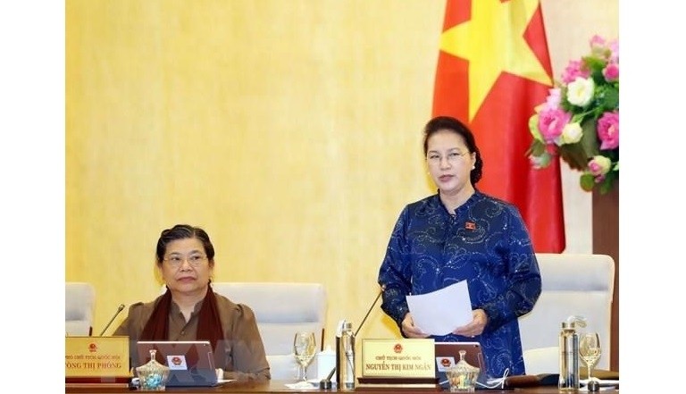 NA Chairwoman Nguyen Thi Kim Ngan speaks at the 37th session of the 14th NA Standing Committee. (Photo: VNA)