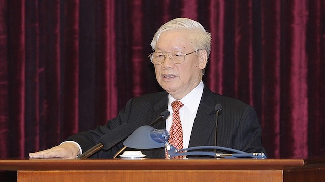 General Secretary and President Nguyen Phu Trong at the closing ceremony of the 11th plenum (Photo: Dang Khoa)