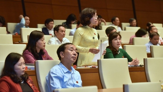 A female NA deputy speaks during a NA’s debate in November 2018. (Photo: NDO/Duy Linh)