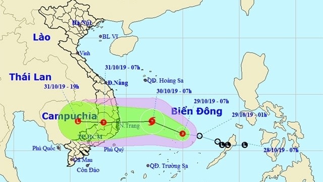 The projected path of the tropical depression (Photo: kttv.gov.vn)
