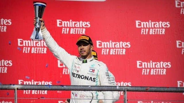 Nov 3, 2019; Austin, TX, USA; Mercedes AMG Petronas Motorsport driver Lewis Hamilton of Great Britain celebrates winning his sixth world championship at the United States Grand Prix at Circuit of the Americas. (Photo: USA TODAY Sports)