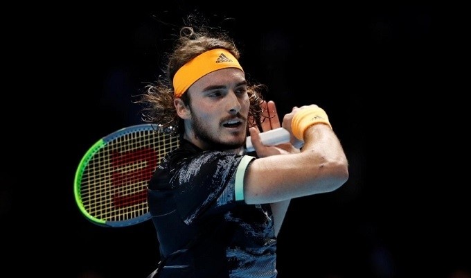 Tennis - ATP Finals - The O2, London, Britain - November 16, 2019 Greece's Stefanos Tsitsipas in action during his semifinal match against Switzerland's Roger Federer. (Reuters)