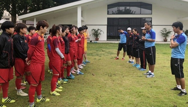 The Vietnamese women's football team during a training camp in the Philippines on November 23, 2019. (Photo: Vietnam Football Federation)