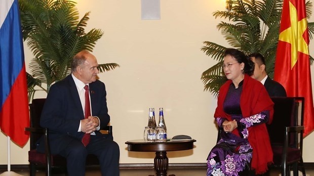 National Assembly Chairwoman Nguyen Thi Kim Ngan on December 11 (local time) met with leader of the Communist Party of the Russian Federation (KPRF) Gennady Zyuganov. (Photo: VNA)