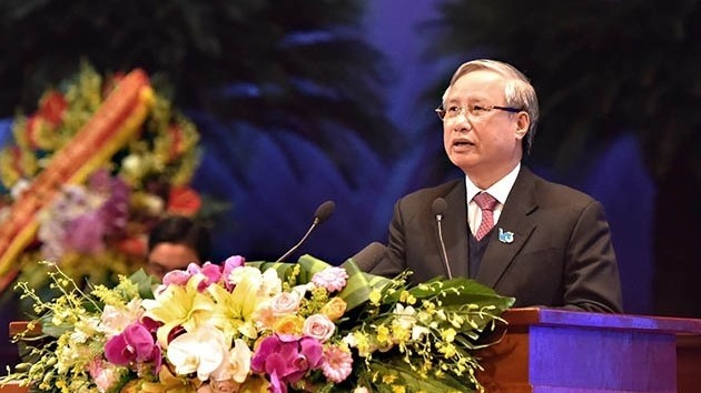 Politburo member Tran Quoc Vuong speaking at the Congress 