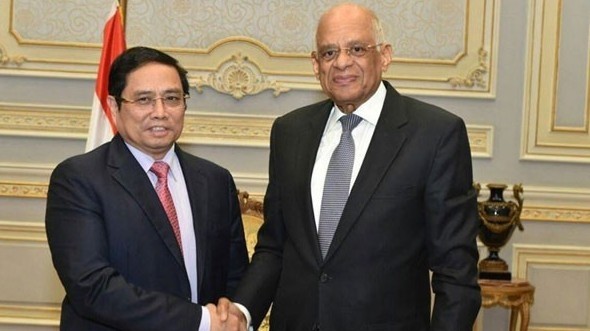 Politburo member Pham Minh Chinh and Speaker of the Egyptian Parliament Ali Abdel-Aal (Photo: VOV)