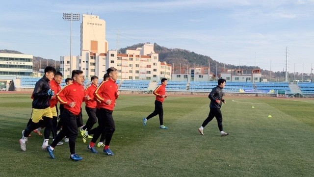 Vietnam U23 players begin their first training session in the ROK on Saturday to prepare for the 2020 AFC U23 Championship in Thailand next January. (Photo: VFF)