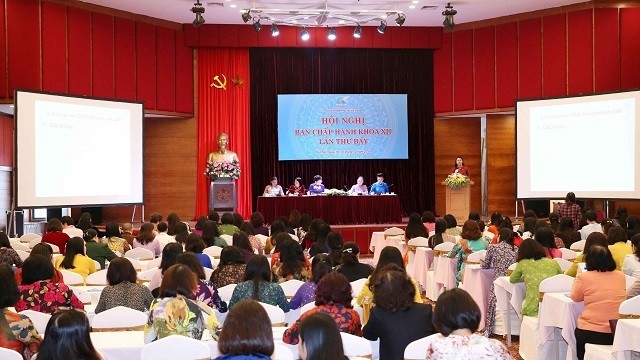An overview of the seventh sitting of the Vietnam Women's Union Central Committee, held in Hanoi on December 18, 2019. (Photo: VNA)