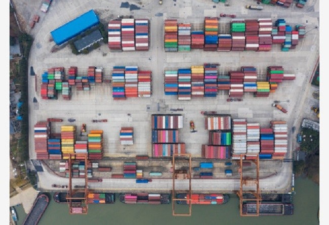 (Illustrative image). Aerial photo taken on December 17, 2019 shows a container terminal in Anji County of Huzhou City, east China's Zhejiang Province. (Photo: Xinhua)