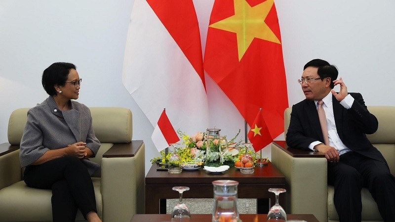 Deputy PM and Foreign Minister Pham Binh Minh holds talks with Indonesian Foreign Minister Retno Marsudi (Photo: VGP)