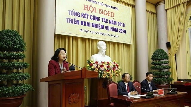 Vice President Dang Thi Ngoc Thinh speaking at the event (Photo: VNA)