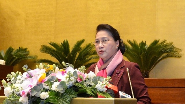 NA Chairwoman Nguyen Thi Kim Ngan speaks at the conference. (Photo: quochoi.vn)