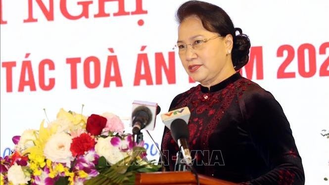NA Chairwoman Nguyen Thi Kim Ngan speaks at the conference. (Photo: VNA)