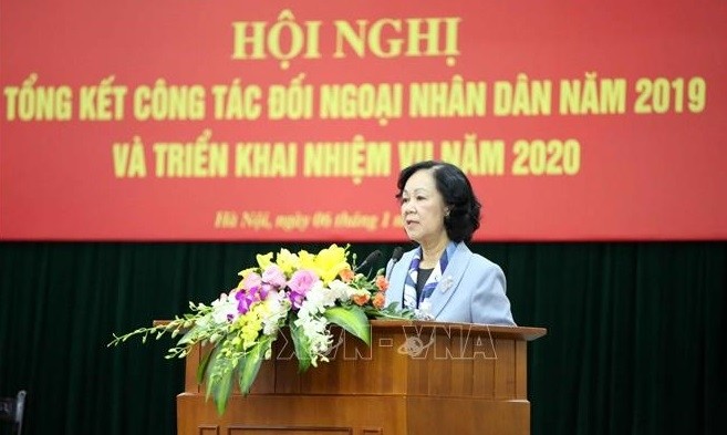 Truong Thi Mai, Politburo member and head of the PCC’s Mass Mobilisation Commission, speaks at the conference. (Photo: VNA)