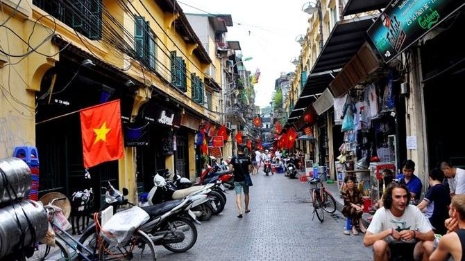 An street in Hanoi's Old Quarter popular with foreign tourists