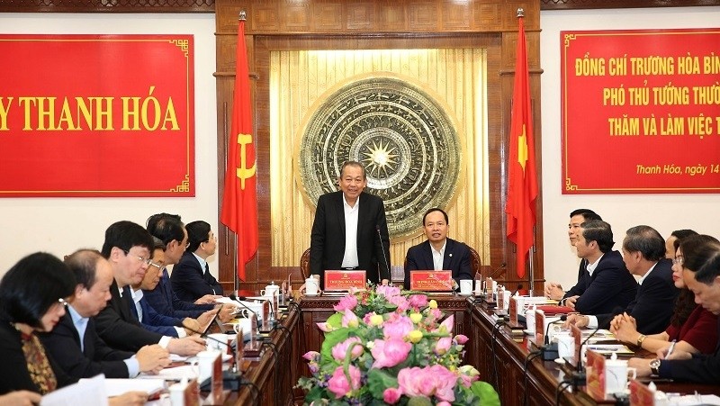 Deputy PM Truong Hoa Binh at the working meeting with Thanh Hoa leaders (Photo: VGP)