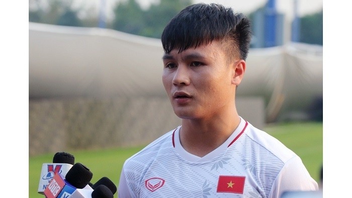Captain Nguyen Quang Hai expresses his team’s determination for their first win in the final Group D matchday of the 2020 AFC U23 Championship. (Photo: Vietnam Football Federation)