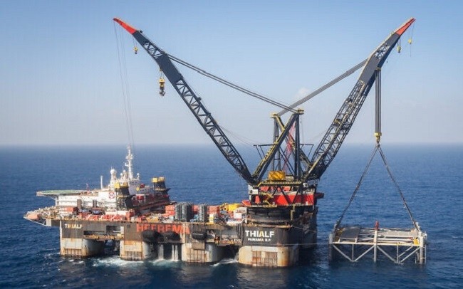   View of the Israeli Leviathan gas field gas processing rig near the city of Caesarea, on January 31, 2019. (Source: The Times of Israel)