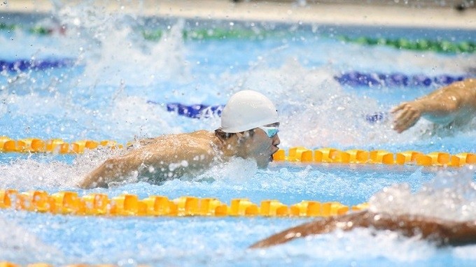 Vietnamese swimmer Tran Hung Nguyen competes in the 2019 SEA Games in the Philippines. 