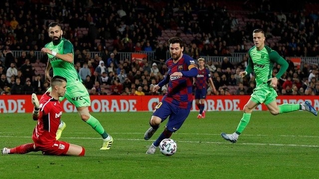 Soccer Football - Copa del Rey - Round of 16 - FC Barcelona v Leganes - Camp Nou, Barcelona, Spain - January 30, 2020   Barcelona's Lionel Messi scores their fifth goal. (Photo: Reuters)