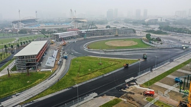The stands of the Hanoi GP track are almost finished. (Photo: VOV)