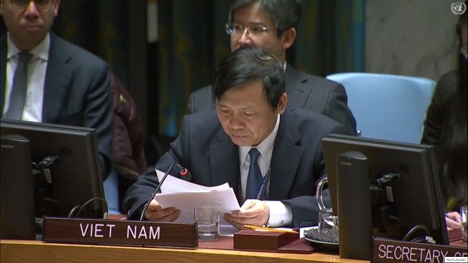 Vietnam’s Permanent Representative to the UN Ambassador Dang Dinh Quy attends the meeting. (Photo: baoquocte.vn)
