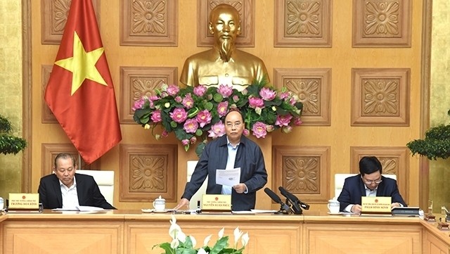 Prime Minister Nguyen Xuan Phuc speaking at the meeting. (Credit: NDO/TRAN HAI)